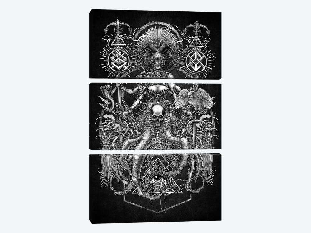 God Of Sacred Octopus by Winya Sangsorn 3-piece Canvas Print