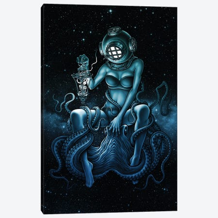 Fantasy Galaxy Walker With Creepy Octopus Canvas Print #WYS107} by Winya Sangsorn Canvas Wall Art