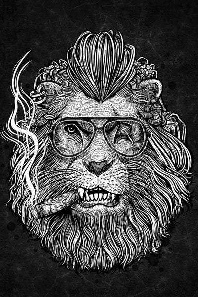 Tattoo Parlor: Smoking Cigar Lion by Winya Sangsorn