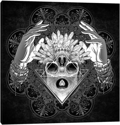 Skull Witch Crystal II Canvas Art Print - Gray Art