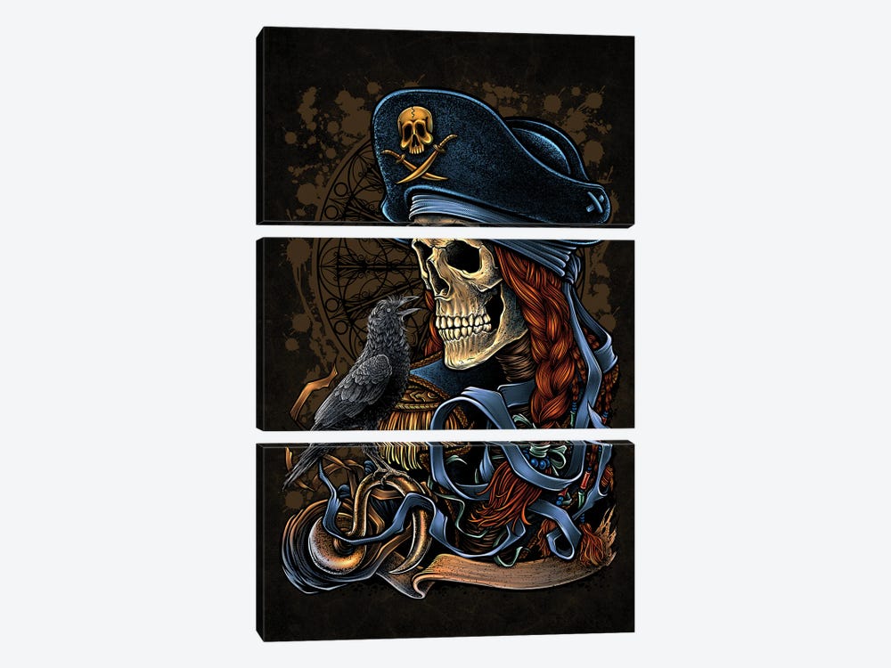 Dead Pirate And The Crow by Winya Sangsorn 3-piece Canvas Wall Art