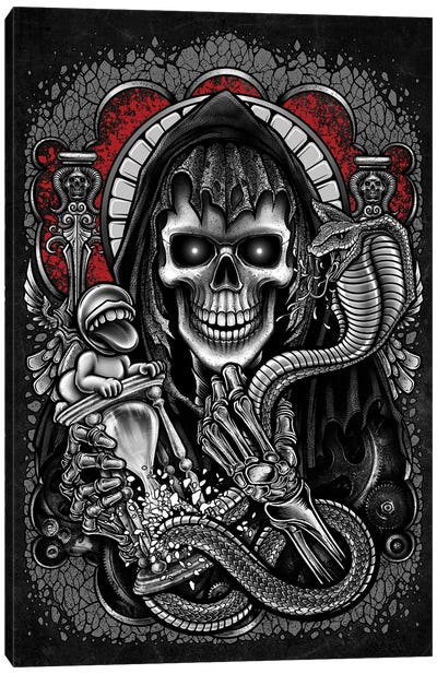 Time Of The Angel Of Death Canvas Art Print - Skeleton Art