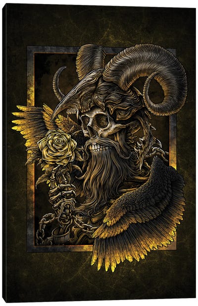 Memento Mori Skull Darkness Viking King Canvas Art Print - Skeleton Art
