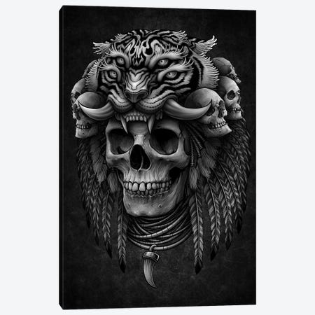 Occult Maya Skull, Tiger Headdress Canvas Print #WYS174} by Winya Sangsorn Canvas Art Print