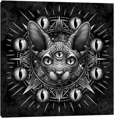 Three Eyed Sphynx Cat Canvas Art Print - Hairless Cat Art