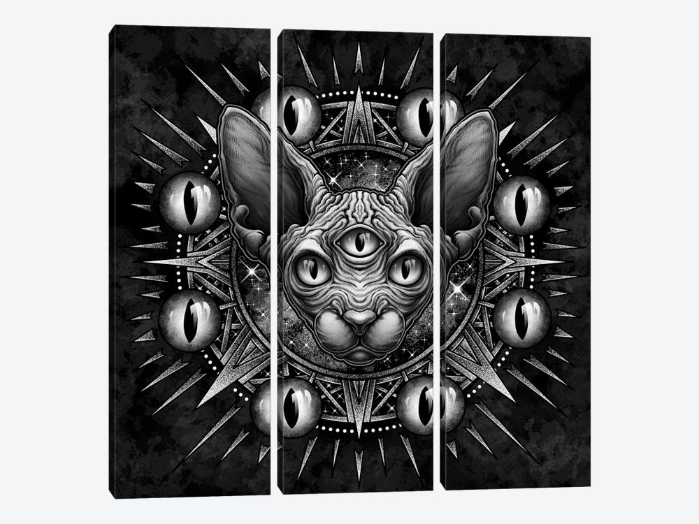 Three Eyed Sphynx Cat by Winya Sangsorn 3-piece Art Print