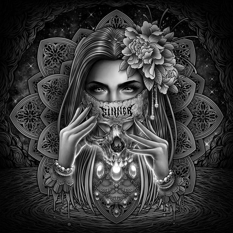 Skull Sinner Mask Canvas Art Print by Winya Sangsorn | iCanvas