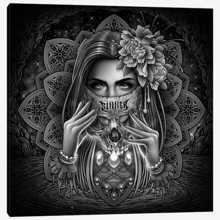 Skull Sinner Mask Canvas Print #WYS180} by Winya Sangsorn Art Print