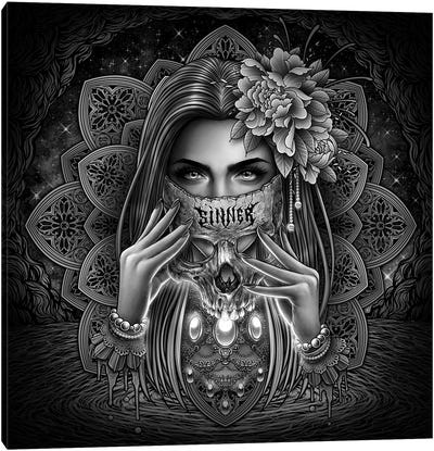 Skull Sinner Mask Canvas Art Print - Gray Art