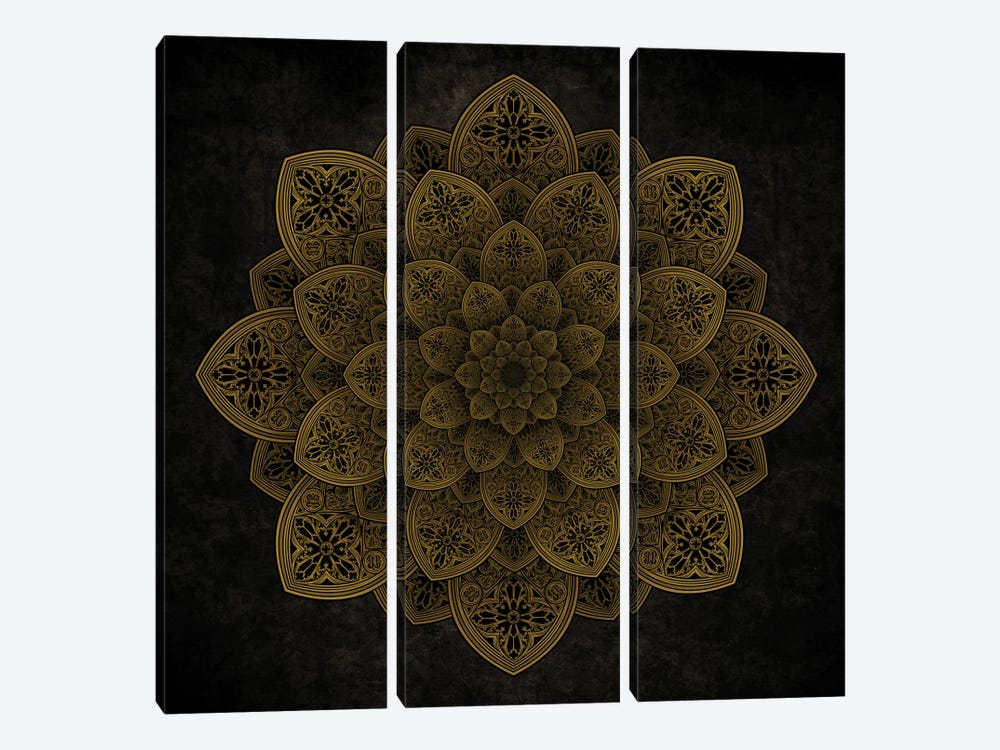 Gothic Flowers Mandala by Winya Sangsorn 3-piece Canvas Wall Art