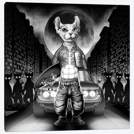 Badass Sphynx Cat Gangster Canvas Print #WYS188} by Winya Sangsorn Canvas Print