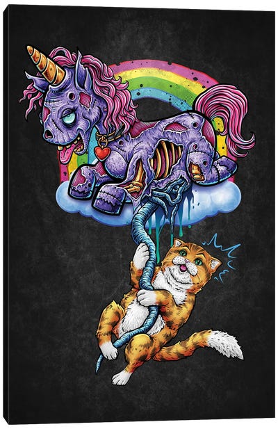 Zombie Unicorn Canvas Art Print - Rainbow Art