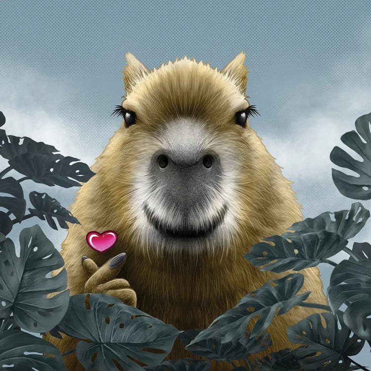 Capybara Mini Heart by Winya Sangsorn wall art