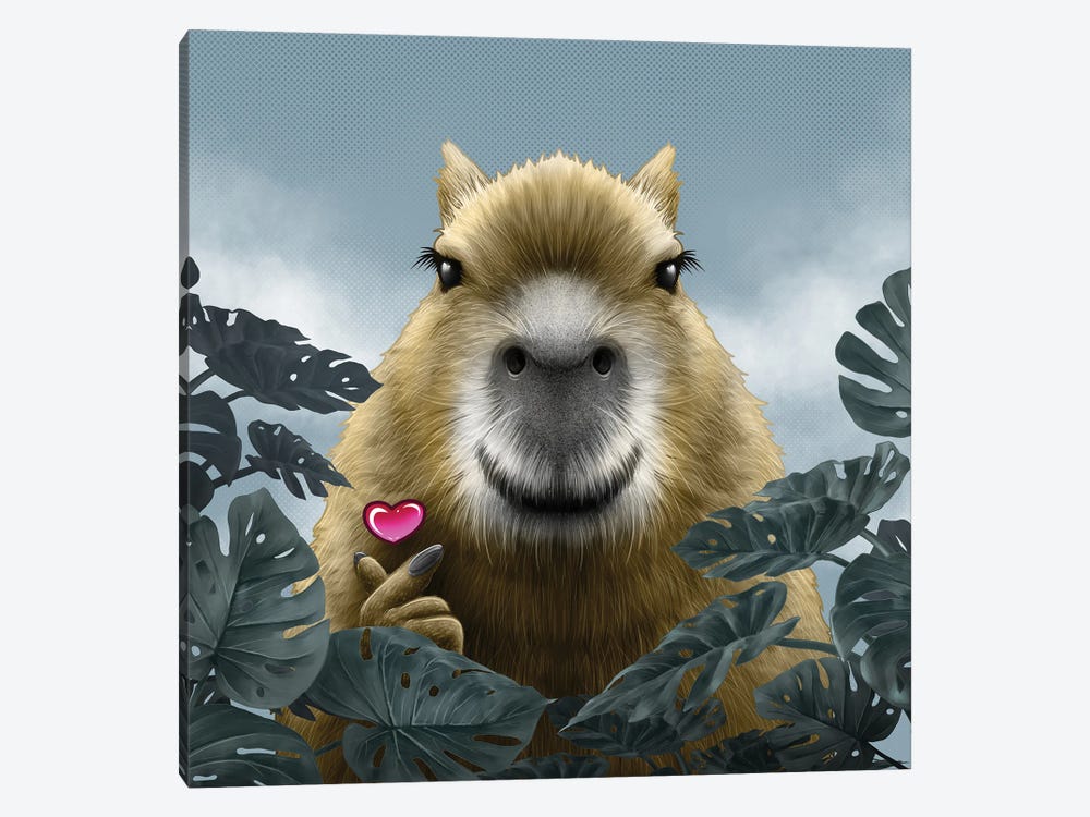 Capybara Mini Heart by Winya Sangsorn 1-piece Canvas Art Print