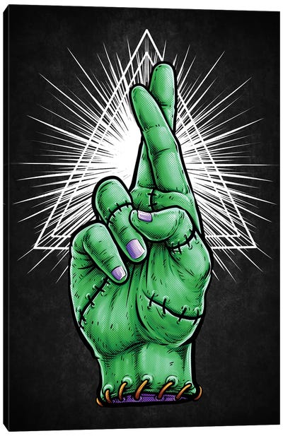 Zombie Fingers Crossed Canvas Art Print - Zombie Art