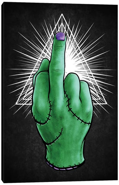 Zombie Middle Finger Canvas Art Print - Frankenstein