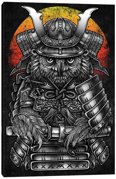 Owl Samurai Warrior Canvas Art Print - Samurai Art