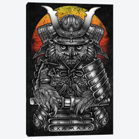 Owl Samurai Warrior Canvas Print #WYS20} by Winya Sangsorn Canvas Art Print