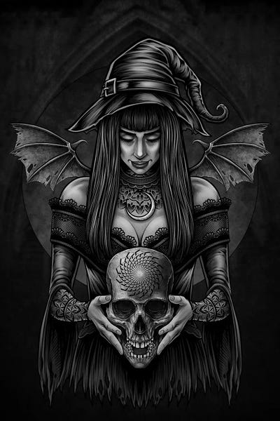 Witch And Skull by Winya Sangsorn framed wall art