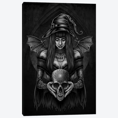 Witch And Skull Canvas Print #WYS215} by Winya Sangsorn Canvas Art