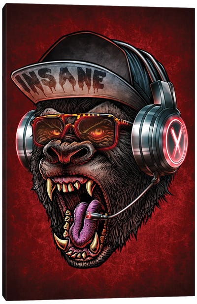DJ Gorilla Canvas Art Print - Primate Art