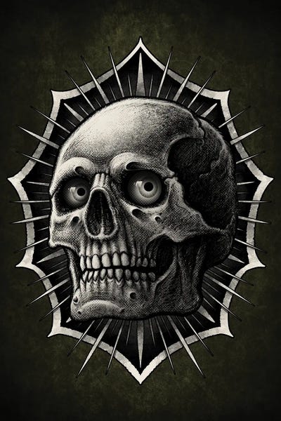 Large Art for Bedroom - Canvas Prints: Old School Skull Traditional Tattoo by Winya Sangsorn