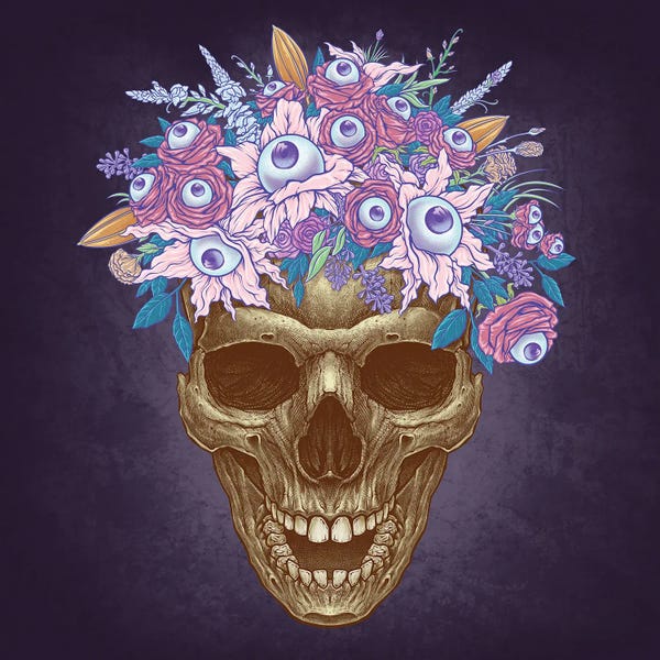 Winya Sangsorn: Bones And Botany Memento Mori Skull And Creepy Eyeball Bouquet by Winya Sangsorn