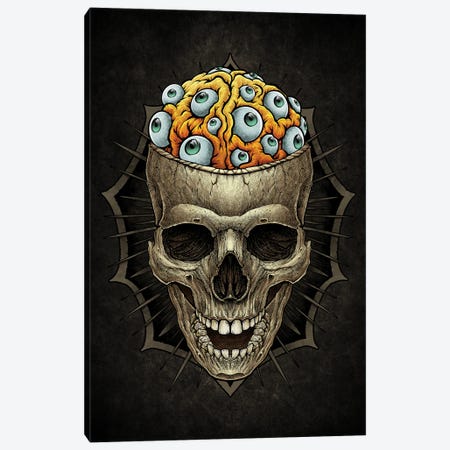 Vintage Skull And Spooky Brain With Eyeball Canvas Print #WYS230} by Winya Sangsorn Canvas Print