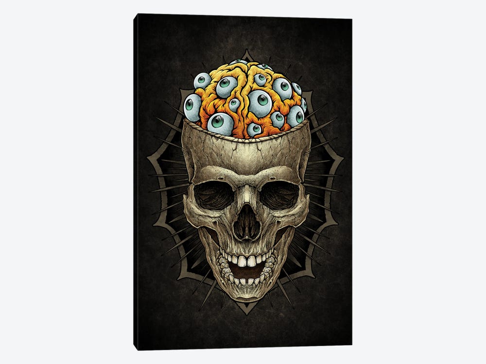 Vintage Skull And Spooky Brain With Eyeball by Winya Sangsorn 1-piece Canvas Wall Art
