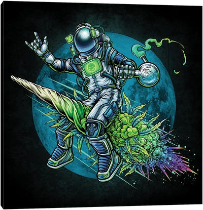 Fly Me To The Moon. Canvas Art Print - Marijuana Art
