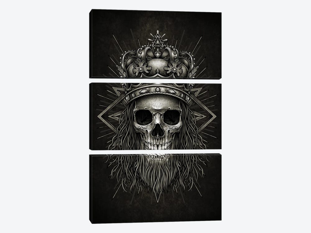 Royal Skull With Crown by Winya Sangsorn 3-piece Canvas Artwork