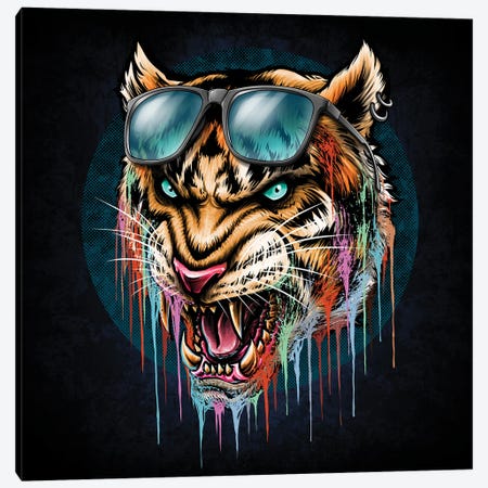Roaring Angry Tiger Canvas Print #WYS239} by Winya Sangsorn Canvas Art Print