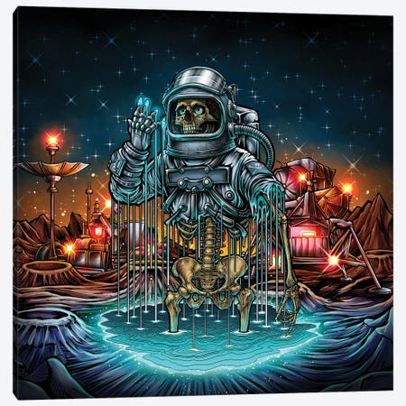 Undead Astronaut Skeleton Canvas Print #WYS240} by Winya Sangsorn Canvas Wall Art