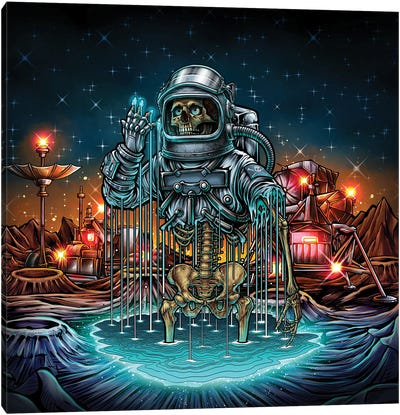 Undead Astronaut Skeleton Canvas Art Print - Winya Sangsorn