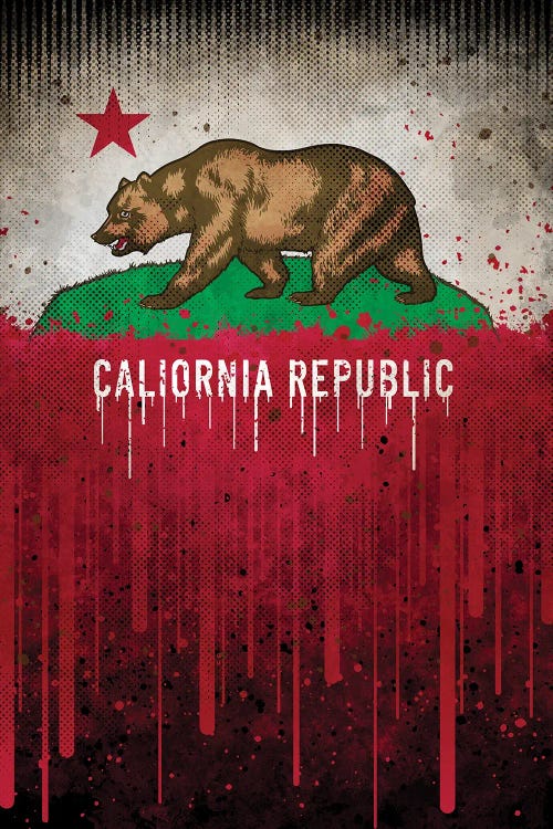 California Bear Flag (Vintage Grunge Style)