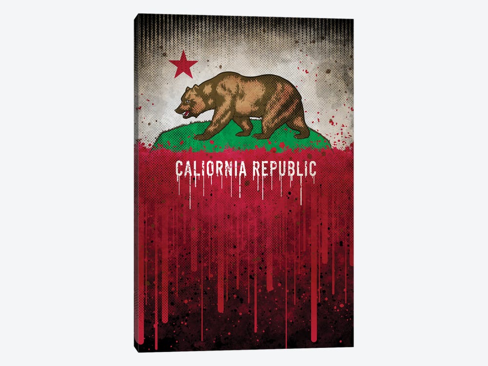 California Bear Flag (Vintage Grunge Style) by Winya Sangsorn 1-piece Canvas Art