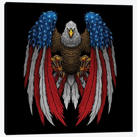 American Patriotic Bald Eagle Canvas Print #WYS250} by Winya Sangsorn Canvas Print