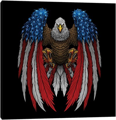 American Patriotic Bald Eagle Canvas Art Print - American Flag Art