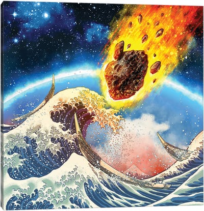 Doomsday And Great Wave Canvas Art Print - Comet & Asteroid Art