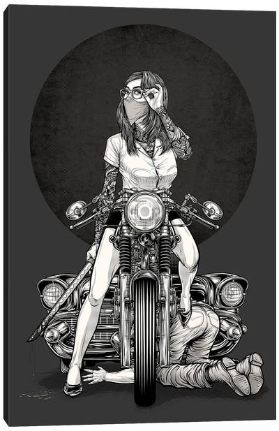 Girl And Motorcycle Canvas Art Print - Winya Sangsorn
