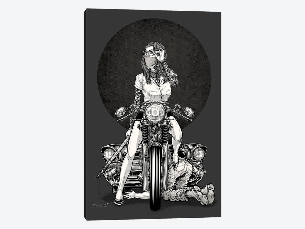 Girl And Motorcycle by Winya Sangsorn 1-piece Art Print