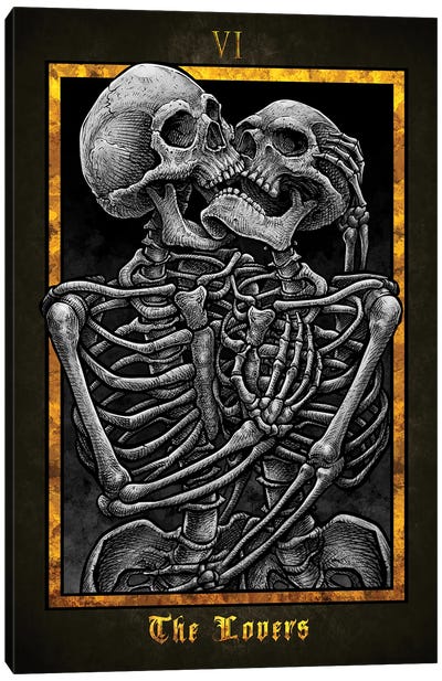 The Lovers Tarot VI Canvas Art Print - Skeleton Art