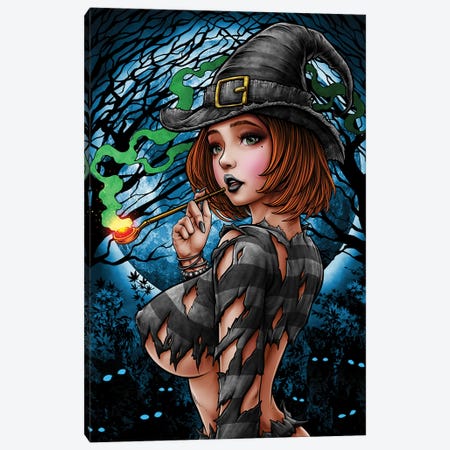 Halloween Witch Anime Canvas Print #WYS271} by Winya Sangsorn Canvas Art Print