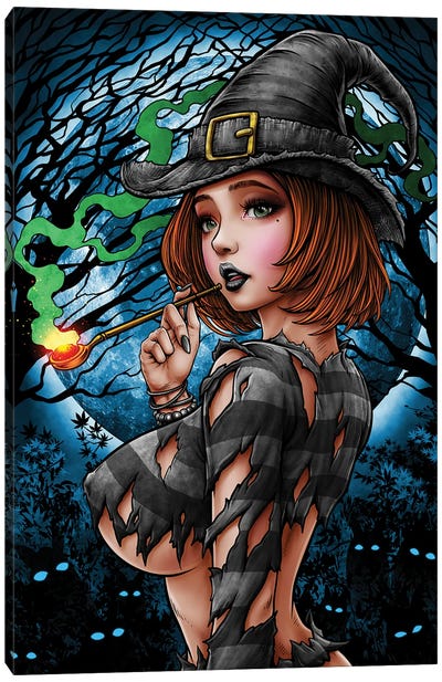 Halloween Witch Anime Canvas Art Print - Winya Sangsorn
