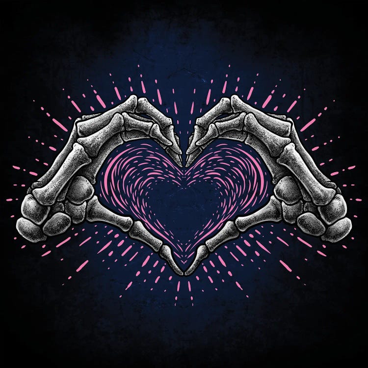 Skeleton Heart Hand Sign