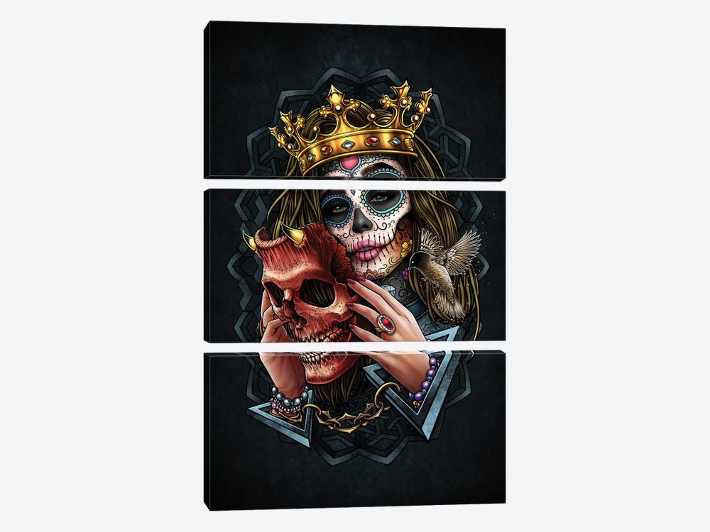 Beauty And The Demon Mask II by Winya Sangsorn 3-piece Canvas Print