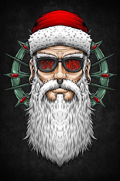Hipster Santa Claus Stay Weird by Winya Sangsorn art print