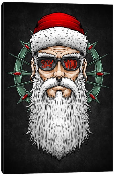 Hipster Santa Claus Stay Weird Canvas Art Print - Winya Sangsorn