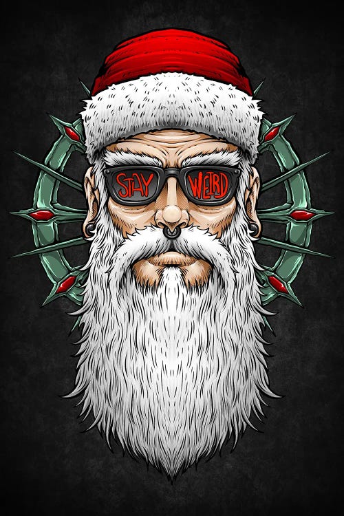 Hipster Santa Claus Stay Weird by Winya Sangsorn wall art