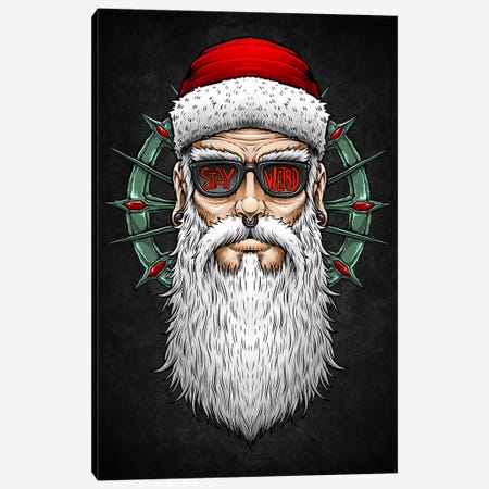 Hipster Santa Claus Stay Weird Canvas Print #WYS287} by Winya Sangsorn Art Print